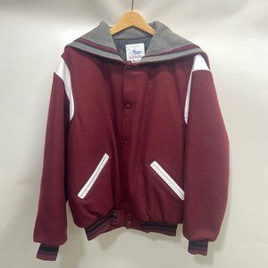 G.A.M.E. Vintage Varsity Jacket | Color: Maroon/White/Black